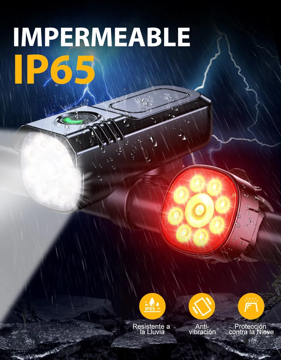 ISEYOU Luces Bicicleta Delantera y Trasera, [8+7 Modos & 9+9 Potente Led] Luz Recargable USB, Luces IP65 Impermeables para Ciclismo de Montaña y Carretera