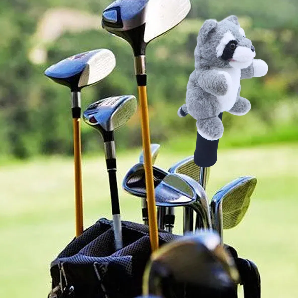 Jorzer Divertidas Fundas para Palos de Golf, adorables Fundas de Peluche de Mapache para Palos de Golf, Suaves para Driver para Hombres y Mujeres..