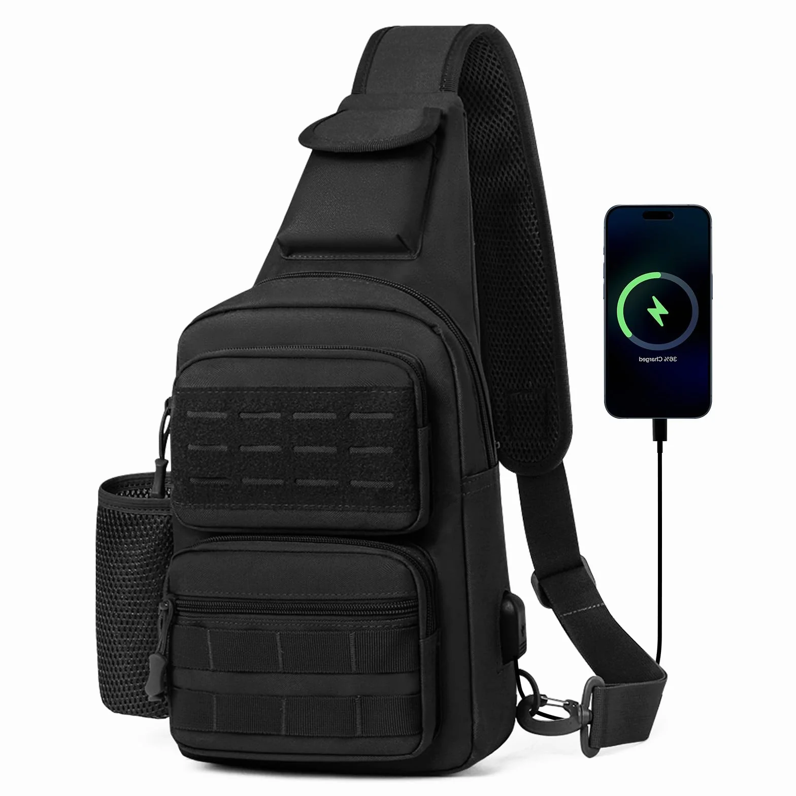HUNTVP Bolsa Pecho Táctical Mochila de Pecho Bolsos Bandolera para Hombre Mujer Riñonera Mochila Militar Impermeable Adecuado para Correr Senderismo Ciclismo Camping