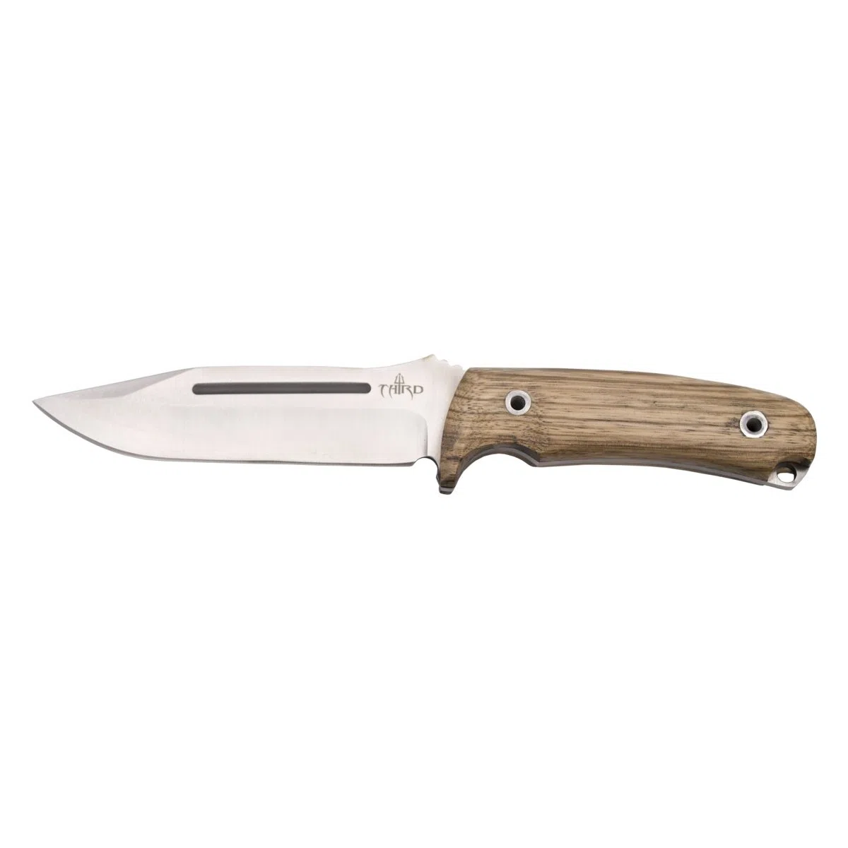 THIRD Cuchillo de Caza H0182J con Hoja de Acero de 13,2 cm, Mango de Madera (zebrano). Incluye Funda de Piel