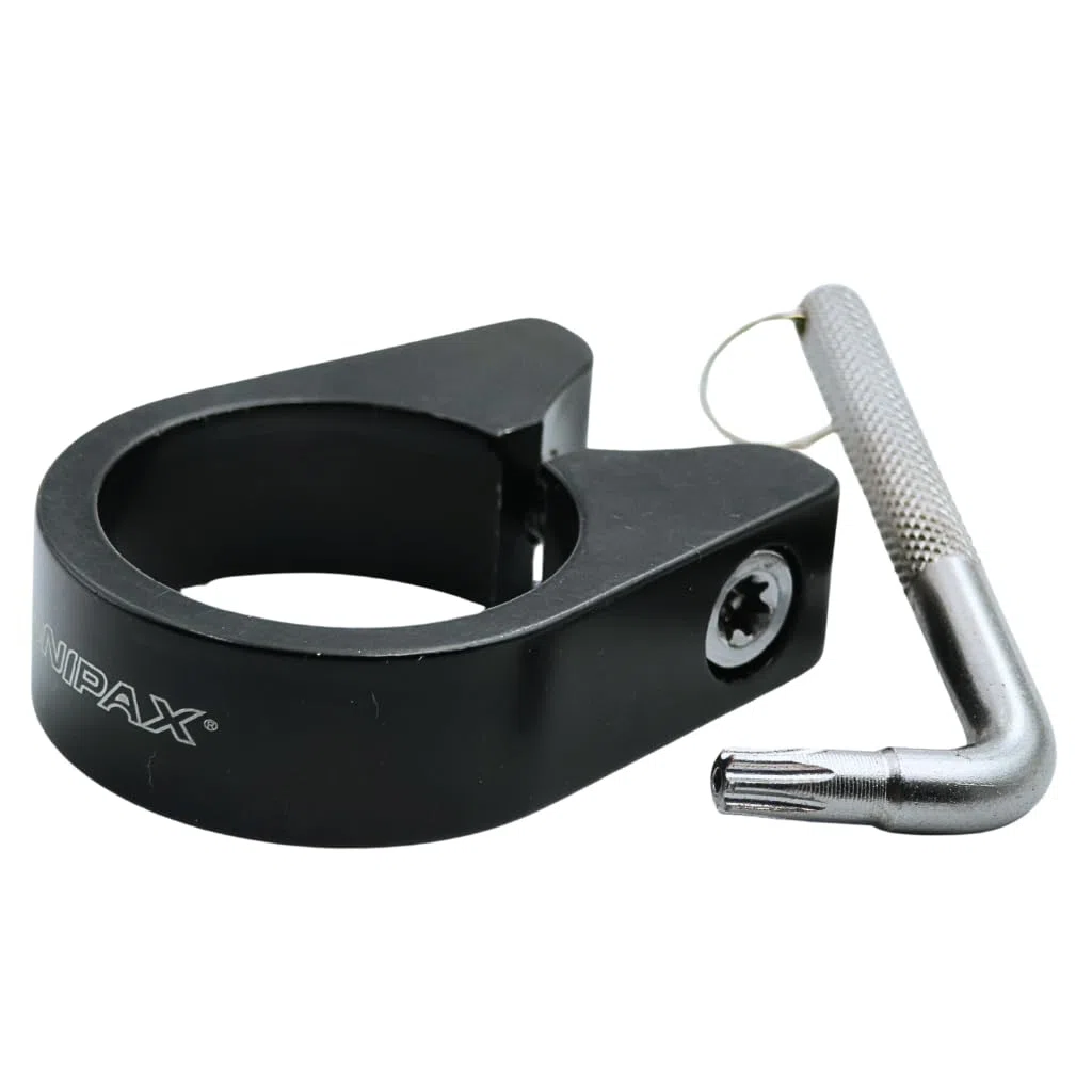 ONIPAX Abrazadera de Sillín Antirrobo de Aleación de Aluminio – 31.8mm / 34.9mm Negro