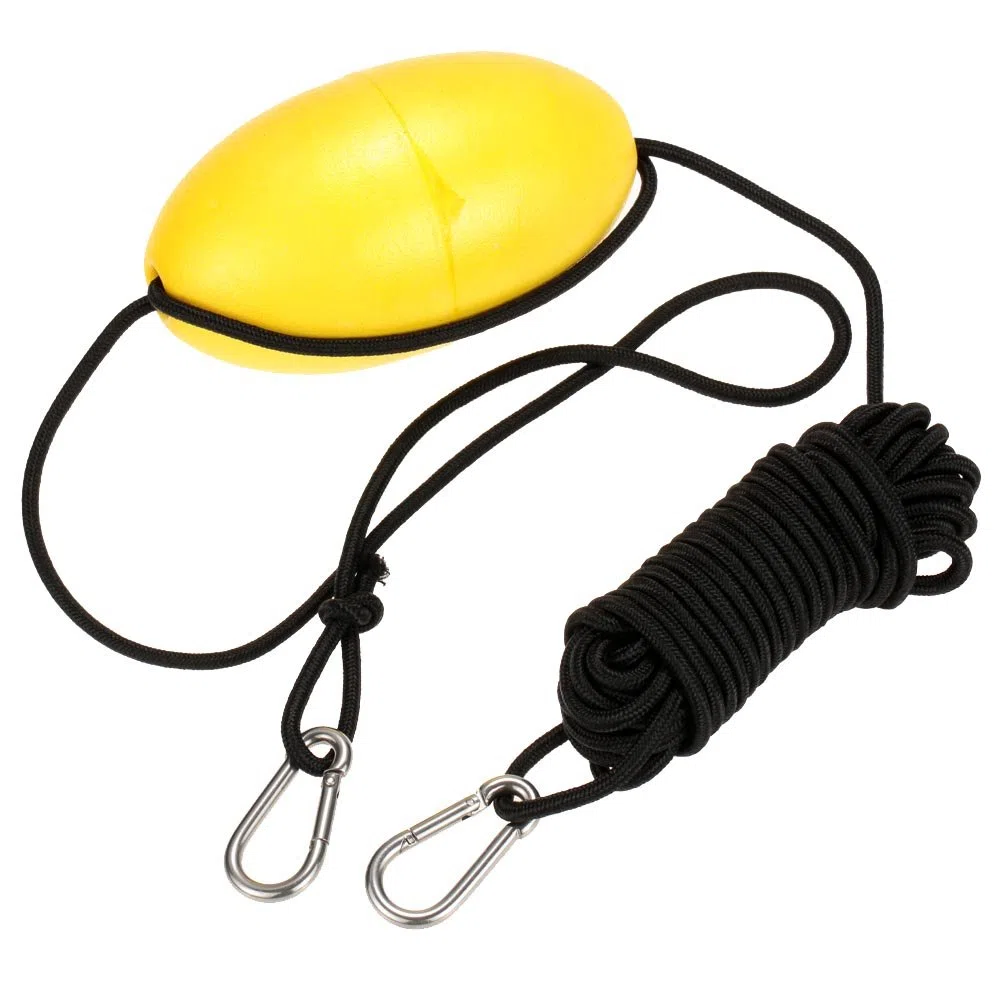 Docooler 1pieza Kayak Drift Anchor línea de remolque Cuerda de remolque (9,1 m/30 ft largo cuerda de nailon Clips de Acero Inoxidable Kayak Accessory (Amarillo)