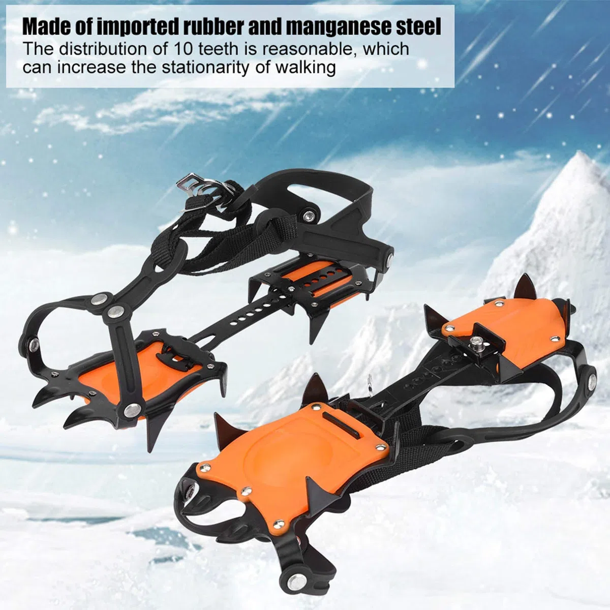 VGEBY Crampones de Hielo, Crampones de Nieve Deportes Al Aire Portátiles Pinza de Hielo Antideslizante de 10 Dientes