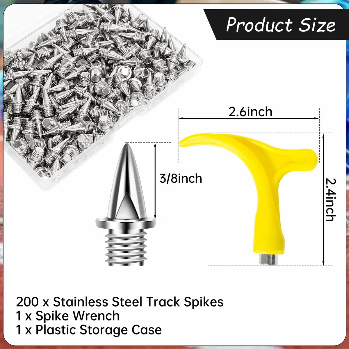 Pinchos de pista de 1/8 pulgadas, de acero inoxidable con llave de pincho para pista y campo traviesa, estaca de repuesto compatible con zapatos cortos deportivos Sprint