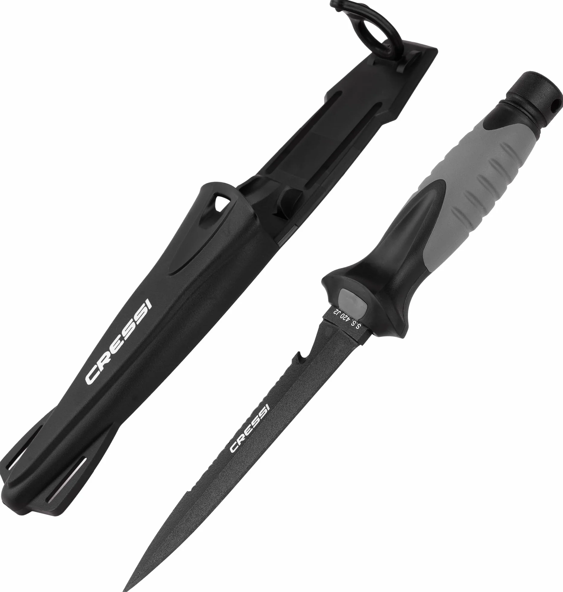 Cressi Finisher - Cuchillo, Color Negro, Talla 24.7 cm