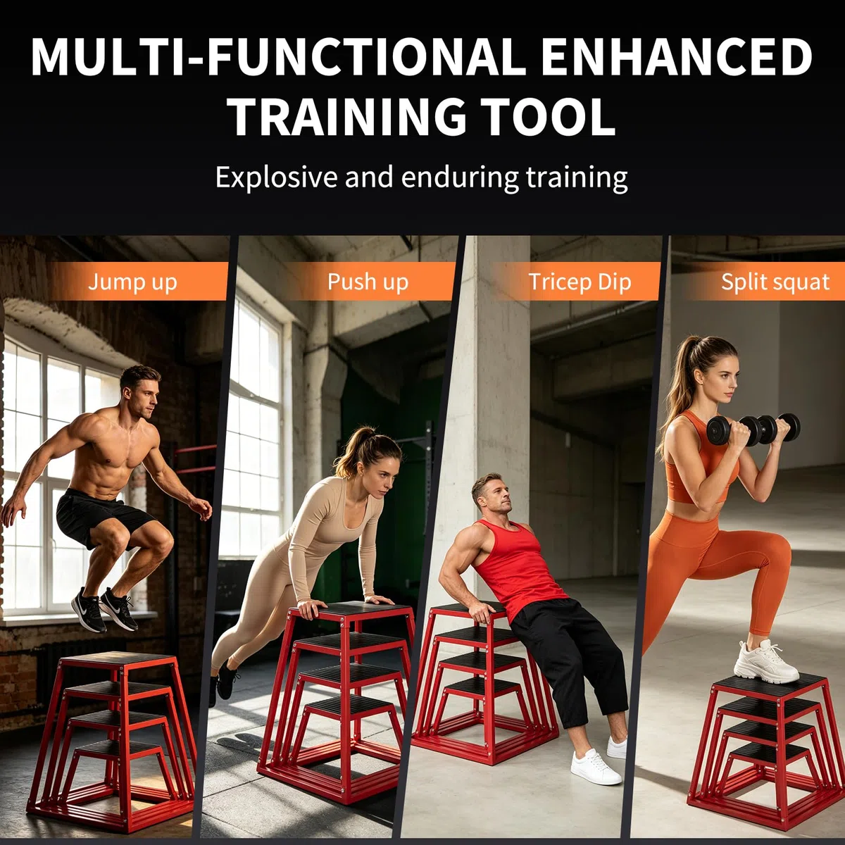 GarveeHome | Caja Pliométrica De Acero Para Entrenamiento De Fuerza | Plataforma De Salto Antideslizante 500 Libras | Fitness En Casa y Gimnasio Profesional | 12 18 24 30 Pulgadas