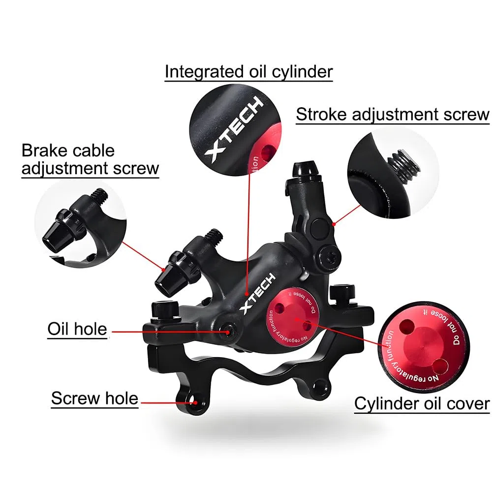 Pinzas de Freno de Disco hidráulicas para Bicicleta, HB-100 Frenos de Disco MTB Pinza Delantera/Trasera, Frenos de Doble pistón con tracción por Cable