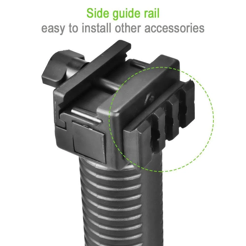OTraki Bipode para Rifle 20mm Grip Bípodes Mount 2 en 1 Plegable Universal Bípode para Pistola de Aire Rifle para Armas de Caza, Multiángulo, Negro