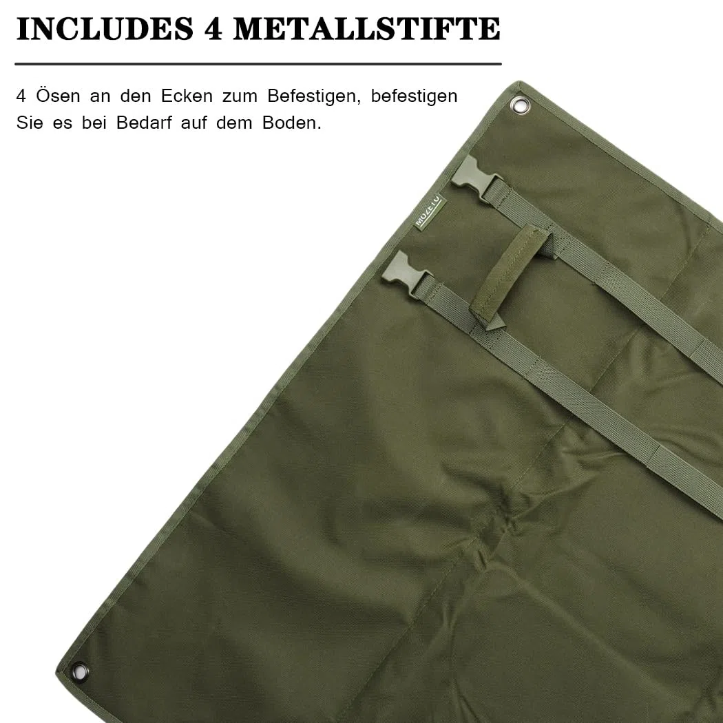 MOZETO Alfombrilla de tiro extragrande, plegable con acolchado para tiros tumbados, equipado con sistema de correa Molle y dos bolsillos para accesorios