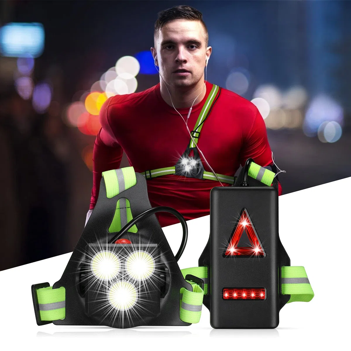 DAWINSIE Luz para Correr Running con Recargables USB Impermeable, Luz Led Frontal Correr, Lámpara 3 Modos, con Cinta Reflectante, Liviano, Cómodo e Ideal para Trotar, Competir