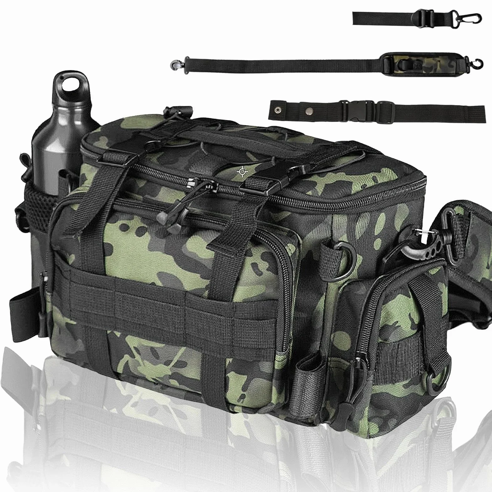 Bolsa de Pesca Gran Capacidad Bolsa de Aparejos de Pesca con Correas Ajustables Multifuncional para Equipo Accesorios y Aparejos de Pesca al Aire Libre