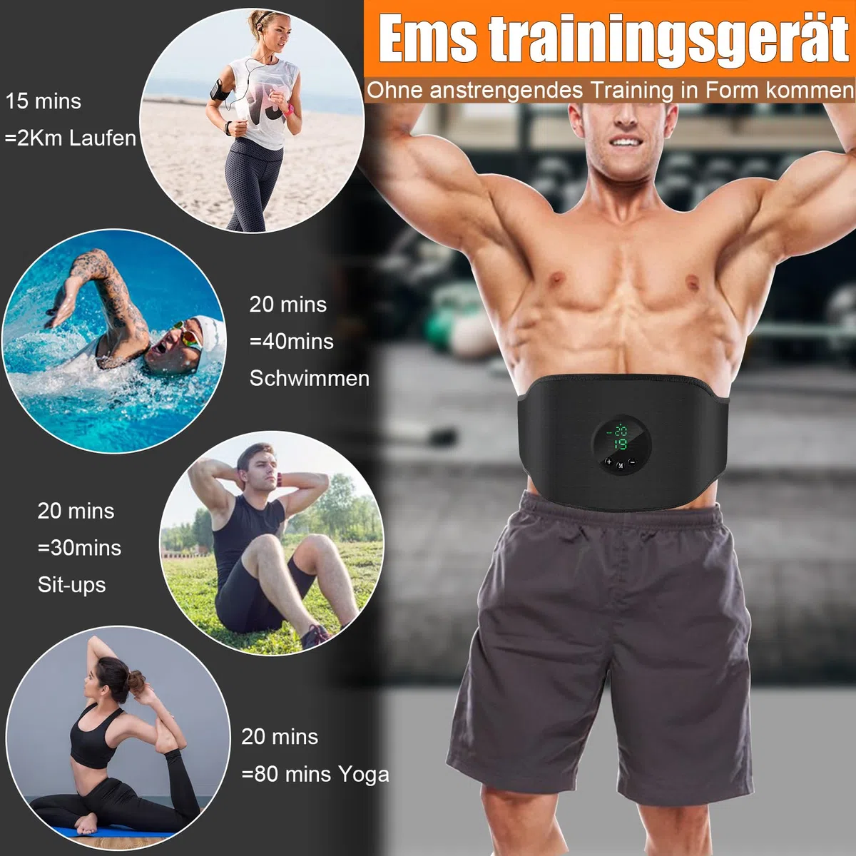 EMS entrenador muscular abdominal eléctrico,EMS dispositivo de entrenamiento,Power abs Stimulator Stimulateur musculaire USB Rechargeable Avec 12 Modes et 19 intensités para hombres y mujeres