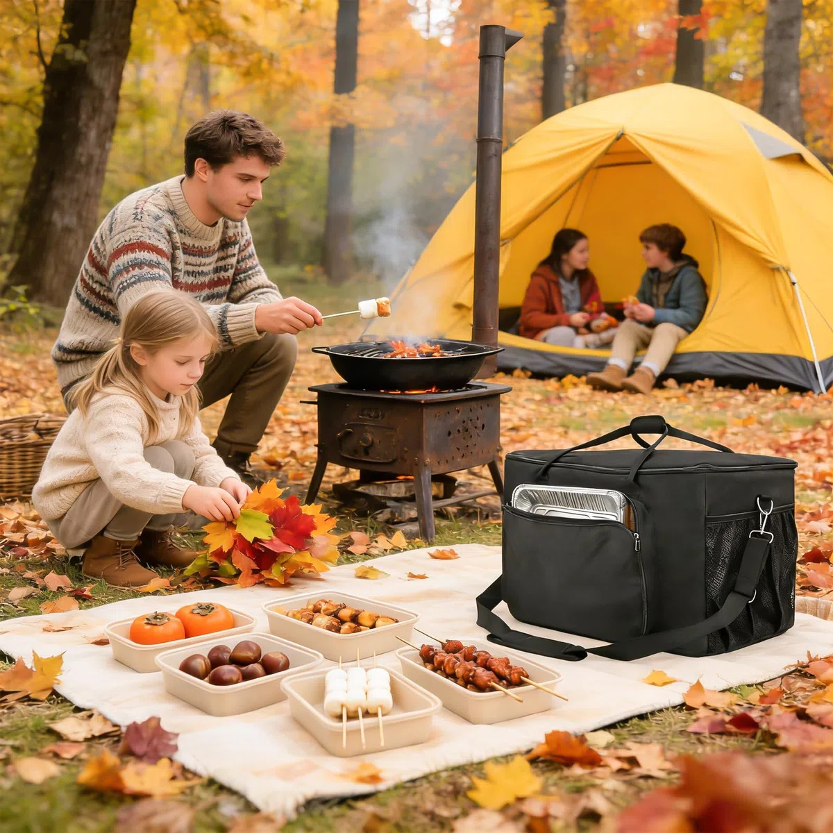 Bolsa de transporte para barbacoa, bolsa de transporte impermeable para horno Ninja Woodfire OO101EU OG701 OG751 600D tela Oxford con bolsillos para accesorios de horno de pizza