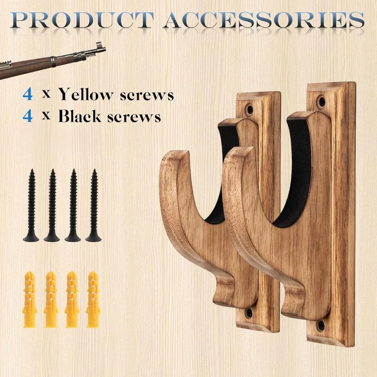 Genérico Estante para Armas Montado En La Pared, Estante Horizontal De Madera, Gancho para Escopeta De Rifle, Estante Multiusos para Escopeta, Estante De ExhibicióN para Una Sola Pistola