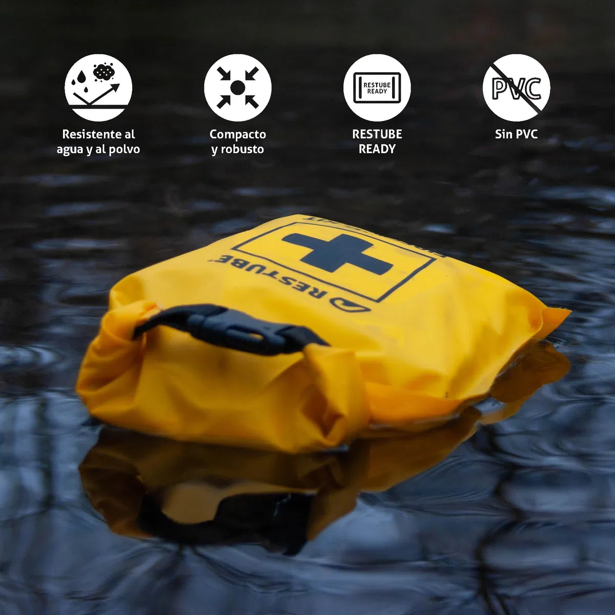 Restube Set de primeros auxilios – para deportes acuáticos y al aire libre – Kit de primeros auxilios impermeable para viajes, camping, senderismo, niños, coche, bicicleta – Travel Essentials, First