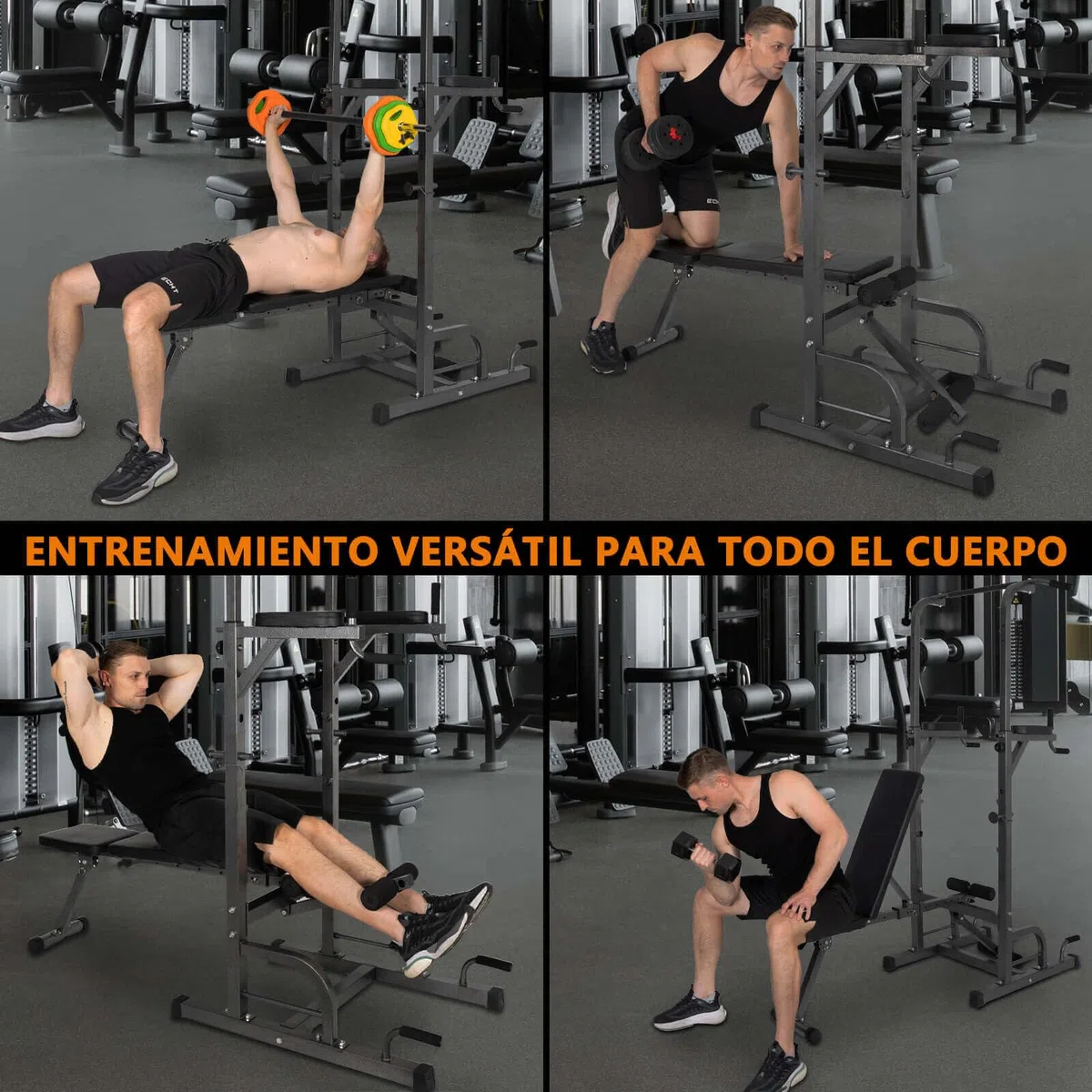 ALLINLIFE Estación de Musculación,Maquina Dominadas Multifuncional,Estación de Dominadas con Banco de musculación Plegable,Máquina de Musculación con Barra de Flexiones y Dips para Gimnasio en Casa
