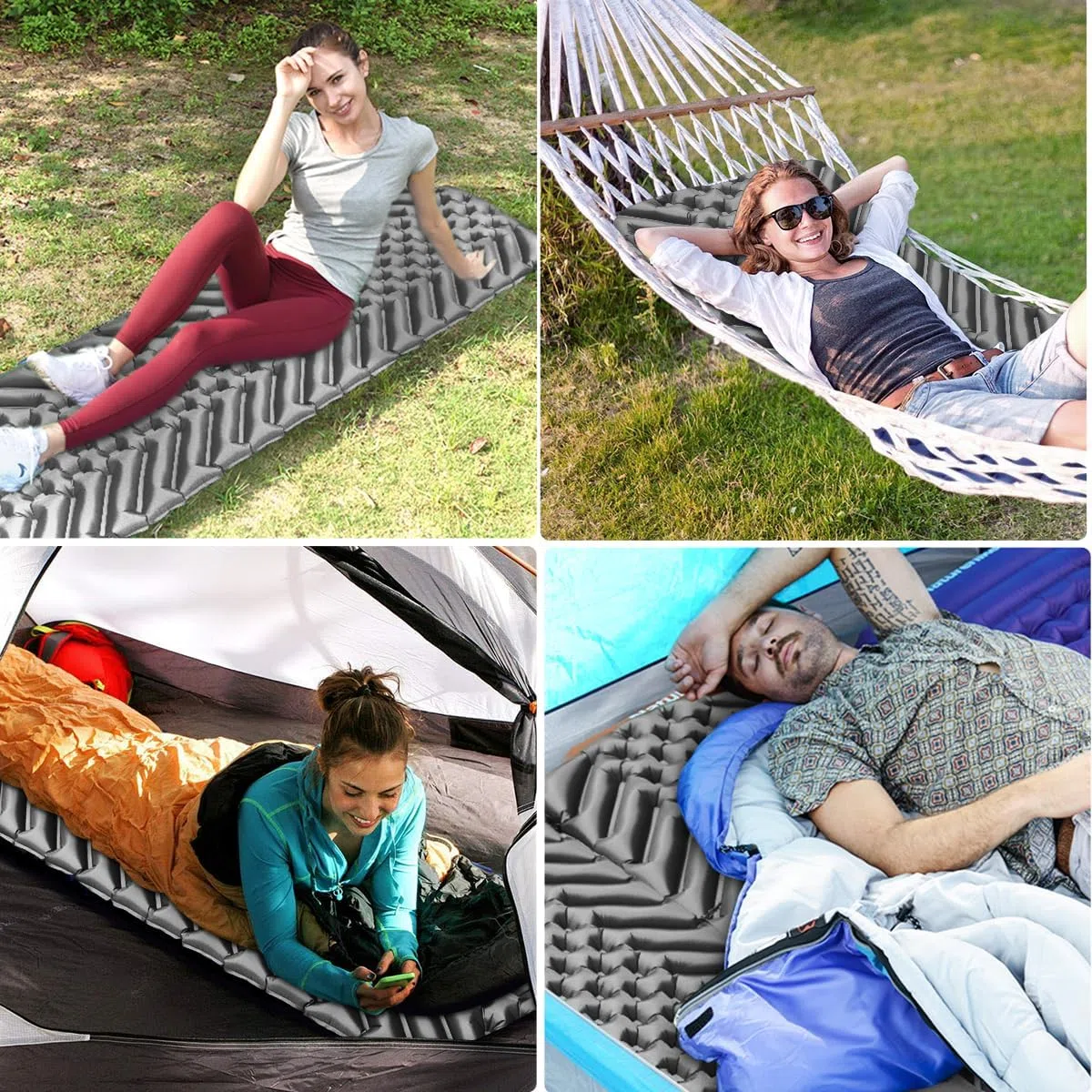Esterilla Isotérmica para Camping al Aire Libre - Colchoneta Inflable Ultraligera, Impermeable, Plegable, Colchón de Aire de Tamaño Pequeño Grey