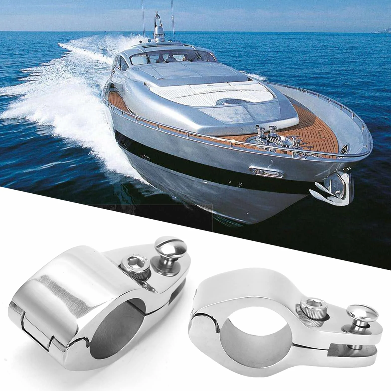 Paquete de 2 Bimini Superior para Barco, Montaje de riel Deslizante de mandíbula con bisagras de 1 Pulgada, tobogán de mandíbula Superior para Barco/Tapa Superior, Accesorios para yate(30mm)