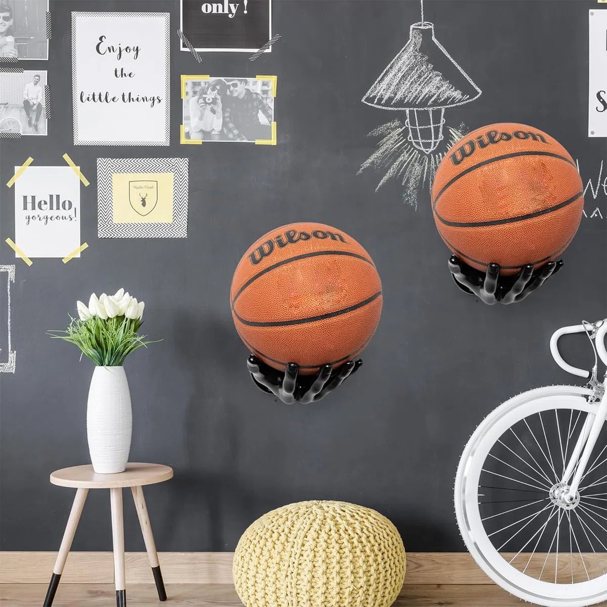 Soporte de pared de mano para balones de fútbol, baloncesto