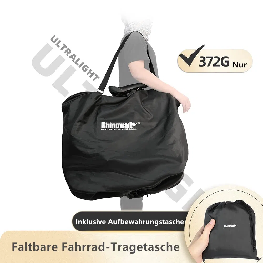 Bolsa de transporte ultraligera plegable de 20 pulgadas para bicicleta, coche, tren y avión