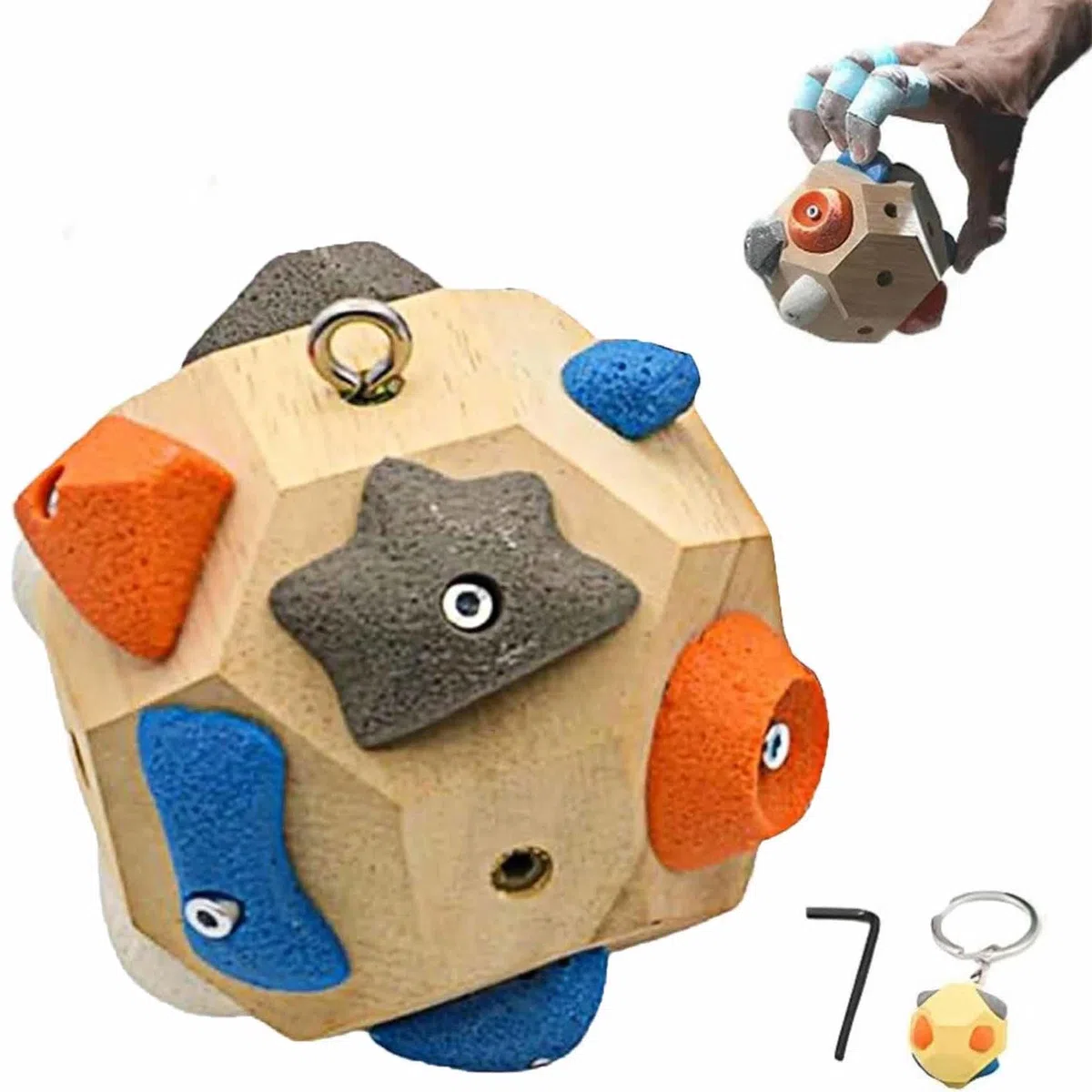 YUNFAN Handcrafted Boulder Block,Build Strength and Precision,Finger Training Tool,3D Rock Climbing Ball,Portable Wooden Climbing Balls,for Grip Strength Training,Gifts for Rock Climbers