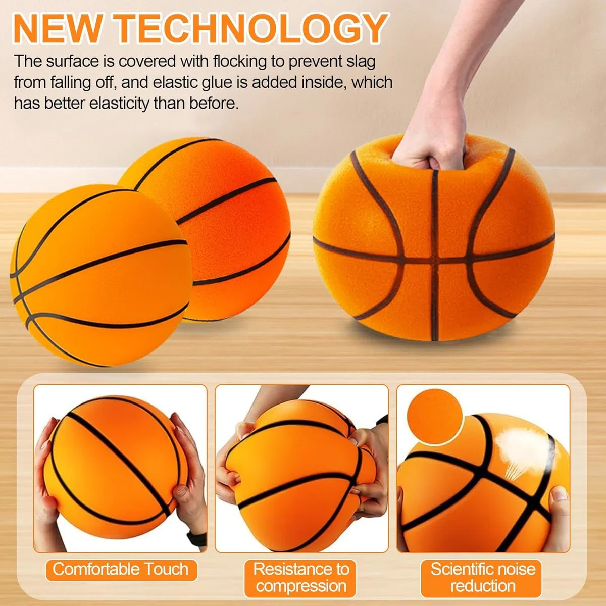 2026 Nueva pelota de baloncesto silenciosa tamaño 7, pelota de baloncesto silenciosa de espuma suave para regate, sin ruido, pelota de baloncesto de entrenamiento para interiores de 24 cm