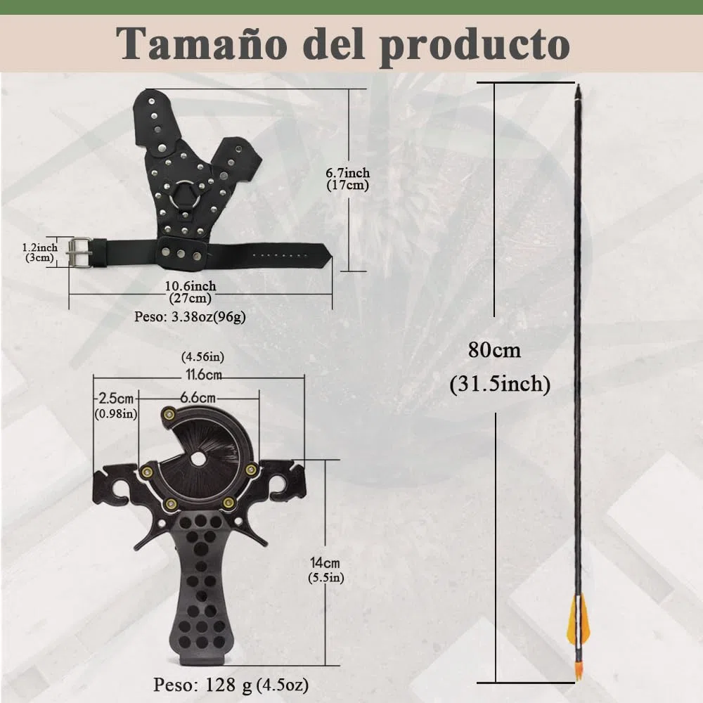 Herramienta para Disparar Peces al Aire Libre con 3 Gomas Elásticas para Accesorios de Tirachinas, se Puede Utilizar con Flechas y Carretes de Pesca