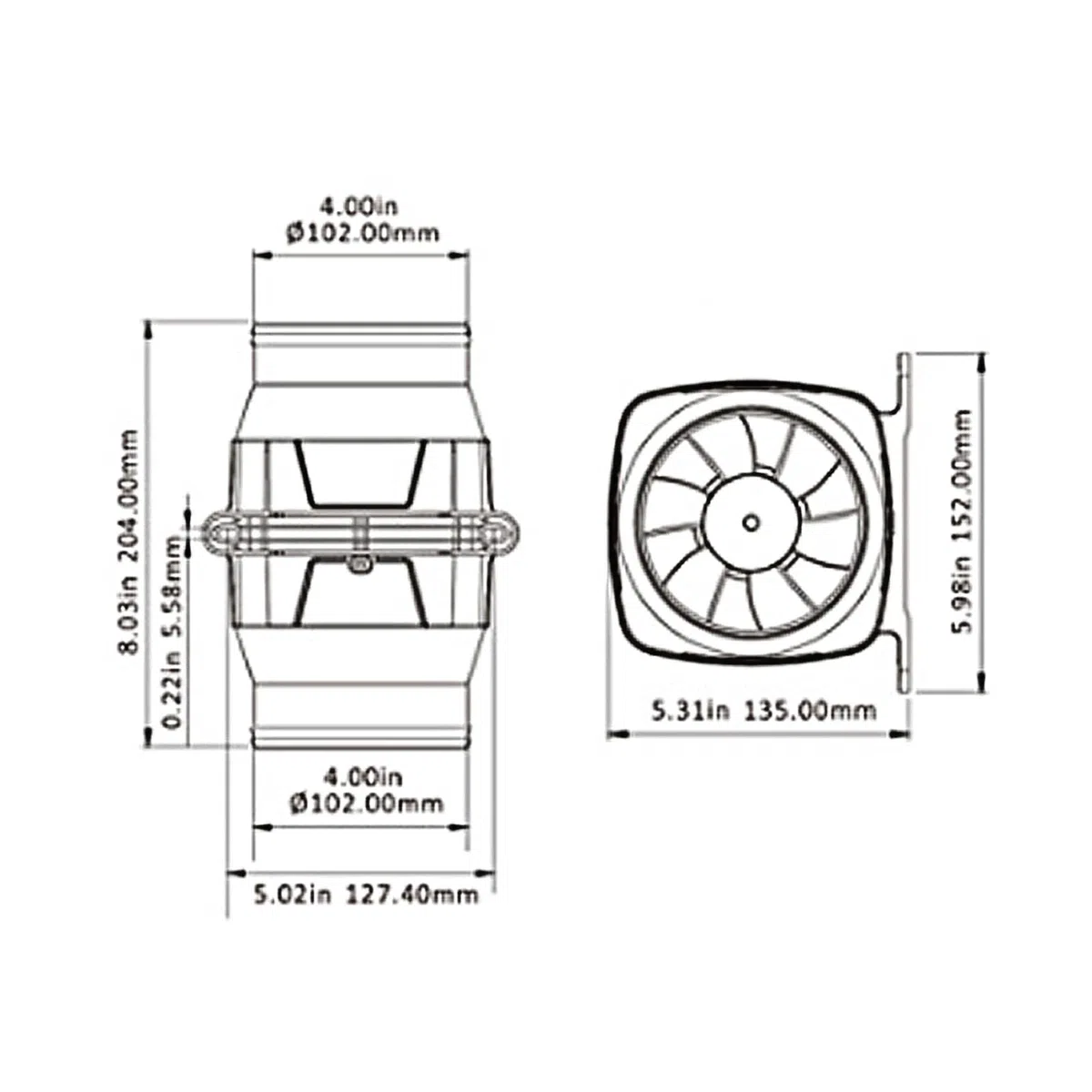 Soplador de Aire de Sentina, Soplador de Aire de Barco de 24 V, Ventilador de 6 Aspas, Blanco, 4 Pulgadas, 270 CFM para para Sentina para Compartimento de Motor para Cocina