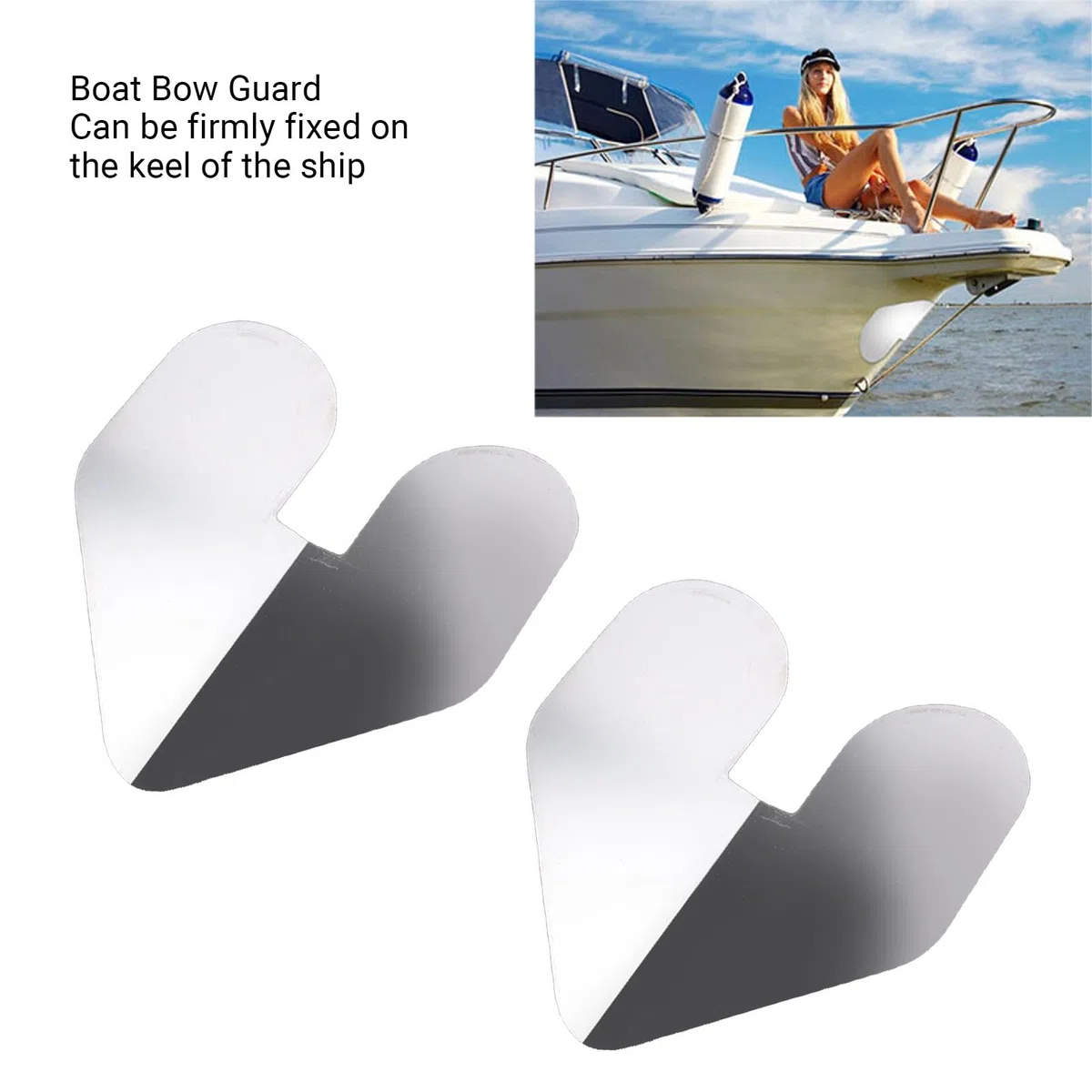 2 Protectores de Proa para Barco, Protector de Proa con Muescas de Acero Inoxidable con Pegatina Autoadhesiva, Antioxidación para Remolque de Barco, Bordes Lisos Pulidos de
