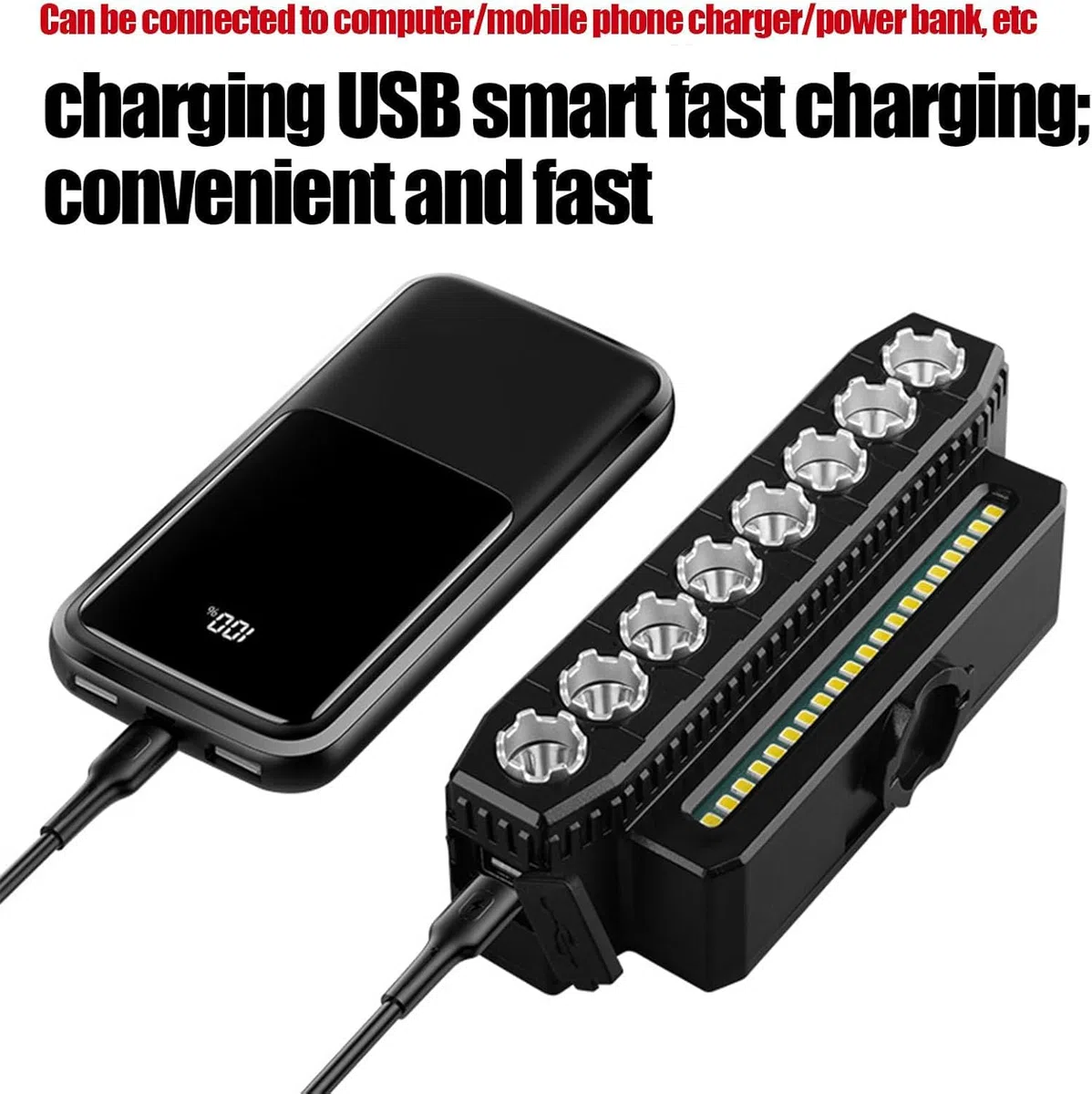 Genérico Luz Bicicleta Delantera, Bocina 130 Db, Recarga USB, 6 Modos De Luz, Luz Delantera Bicicleta Potente Led,Impermeable Y PortáTil — para Ciudad Y Aventuras