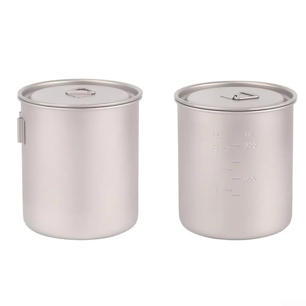 Tiartisan - Olla ultraligera de titanio para exteriores con tapa de 550 ml/750 ml, olla de cocina ligera para camping, senderismo, ahorro de espacio (750 ml)