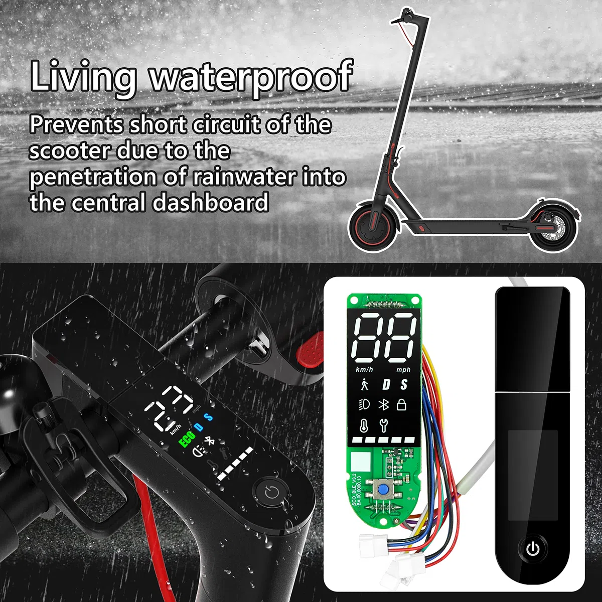 Tableau de Bord BLE électrique Scooter Tableau de Bord Avec écran LED pour Trottinette électrique Xiaomi M365Pro Pro2 - Version