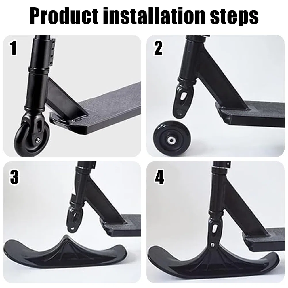 Trineo de Patinete, 2 Piezas Kit de Conversión de Patinete de Esquí, Kit de Trineo de Esquí con Trineo de Nieve, Accesorio para Scooter de Nieve y Tabla de Patín de Esquí