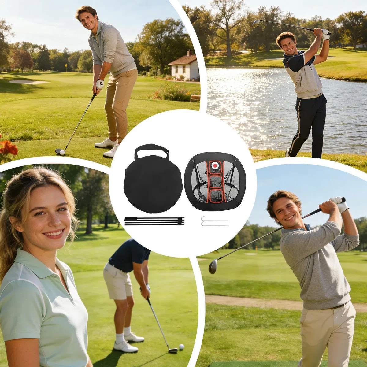 Red de golf – Entrenamiento con bolsa de almacenamiento | Juego de red de golf de objetivo de astillado – para precisión de práctica de swing, distancia en interiores y exteriores, golfistas, niños