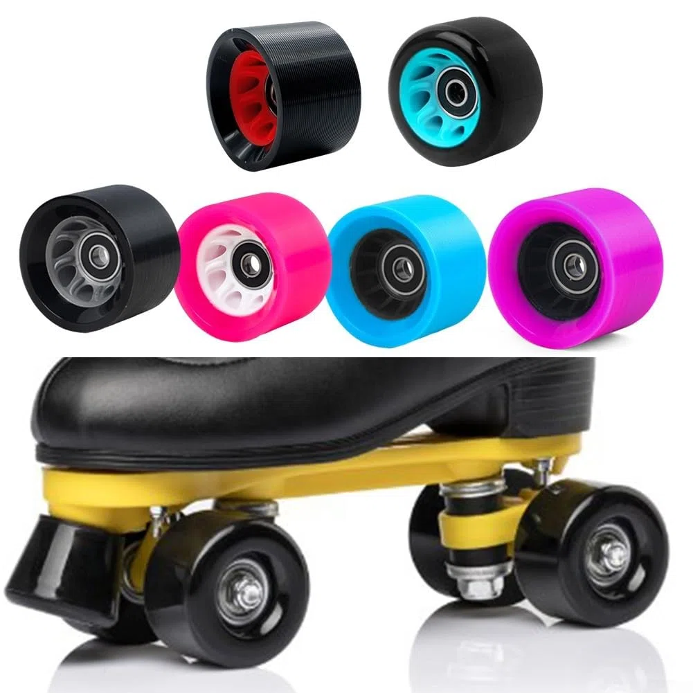 Juego de 8 ruedas para patines de 58 mm de diámetro con opciones de ancho de 32 mm y 39 mm para patines de cuatro ruedas con rendimiento de rodamiento suave en parques de asfalto (azul (azul (90A))
