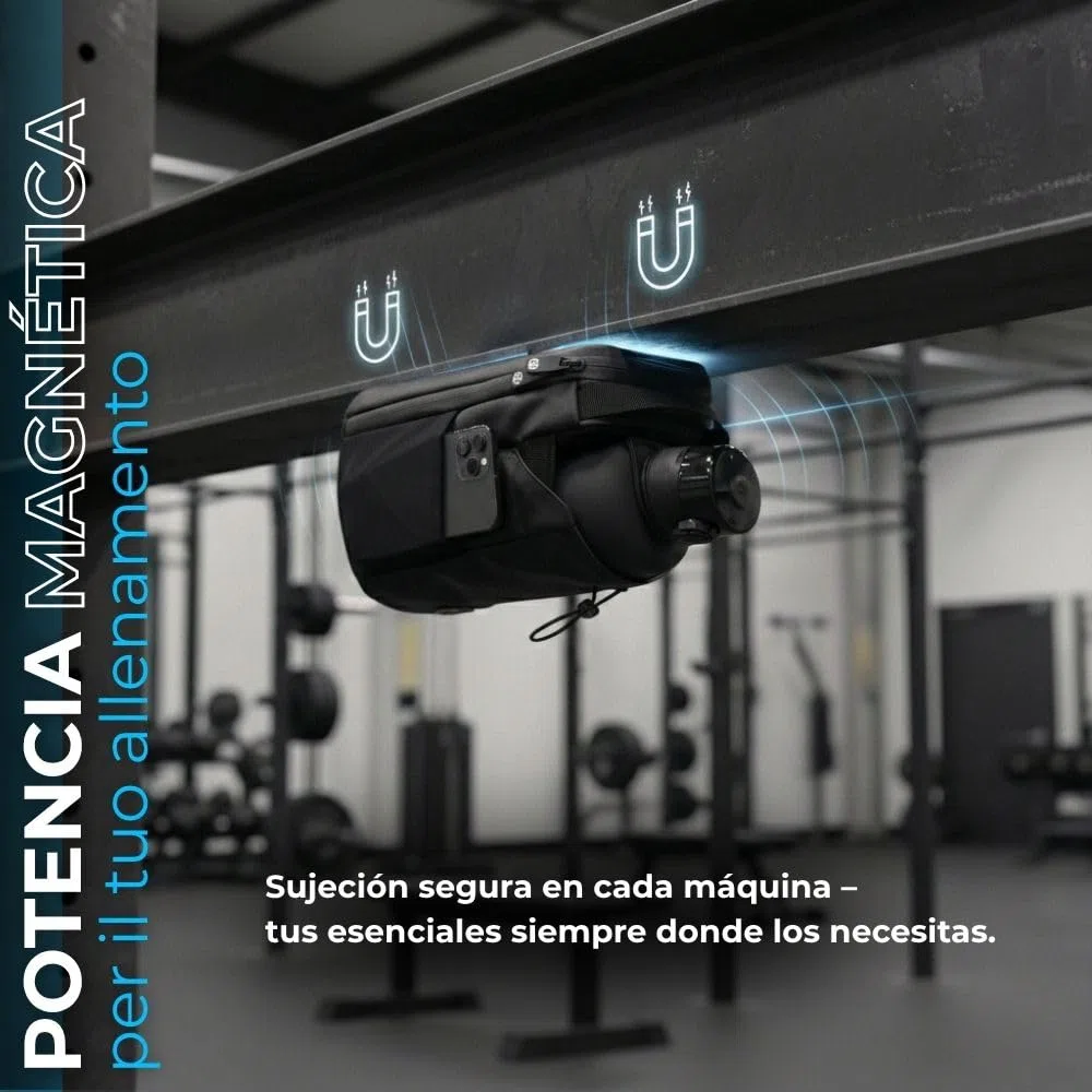 Bolsa de deporte magnética con soporte para botellas de 1,5 l, bolso deportivo compacto para entrenamiento y uso diario