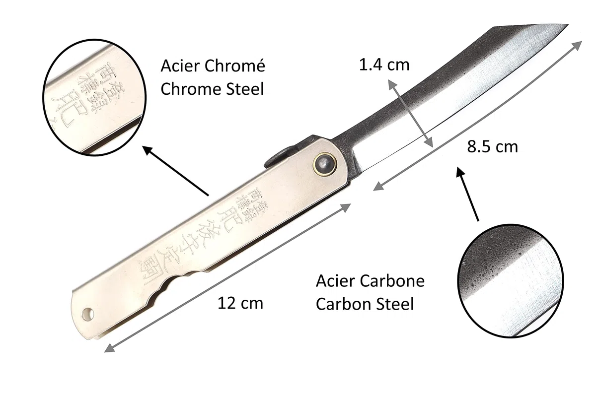 HIGONOKAMI Navaja Japonesa de Bolsillo Plegable Cuchillo Zenkou Plata Hecho a Mano en Japón por Nagao Kanekoma (Large)