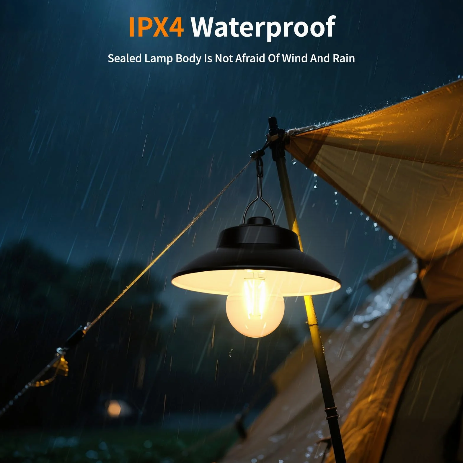 Solar Linterna de Camping Retro LED Recargable – 200 Lúmenes, 2600mAh, Panel Solar Integrado & USB-C, IPX4, 2 Modos, Luz Blanca Cálida, para Camping, Jardín, Emergencias