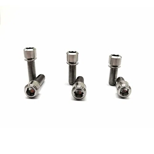 RISON-Titanium Pernos de Vástago de Bicicleta en Titanio M5x16mm, 5 Piezas Tornillos de Varilla de Bicicleta Pernos de Fijación para Potencia Bici, Soporte de Botella de Agua Bici MTB