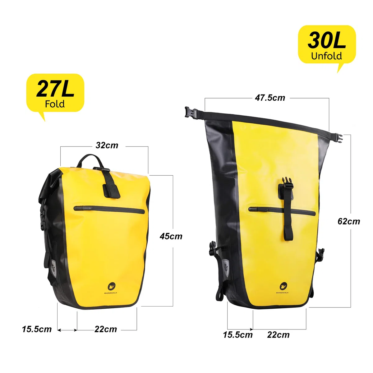 BAIGIO Bolso de Bicicleta Trinity para Panier Rack,27-30l, Bolso Impermeable Panier Rack, Bolso de Bicicleta, Bolsillo Frontal/Trasero, Mochila Multifuncional, Bolso de Equipaje, Bolso de Viaje