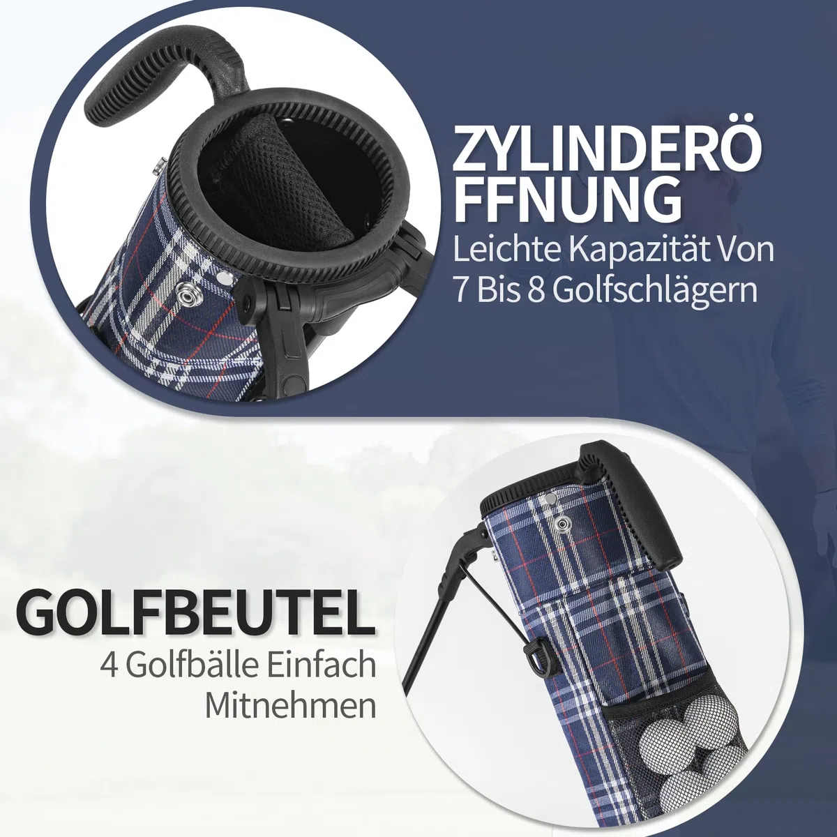 OUUTMEE Pequeña bolsa de golf, maletín para raqueta, autosoporte de golf, maletín y bolsa grande, ultraligera