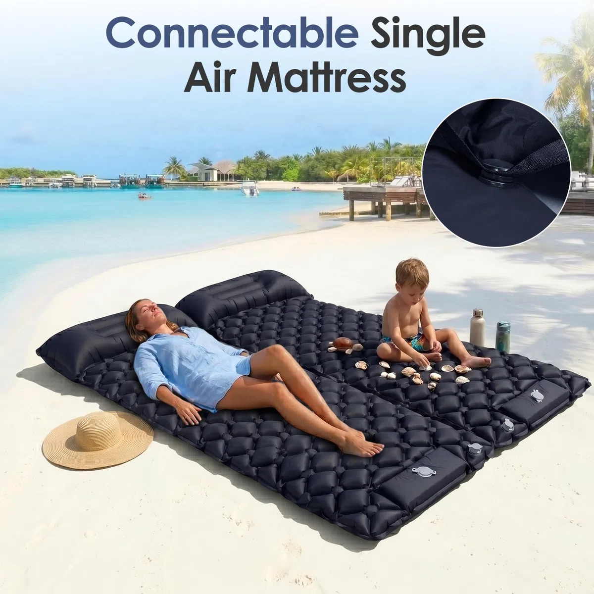 Journeyside Esterilla Camping Autoinflable,Colchoneta Autoinflable para Camping Individual, Esterilla Hinchable 190x60x5cm, Colchón de Camping Ligero de Nylon 40D,Impermeable para Senderismo y Outdoor