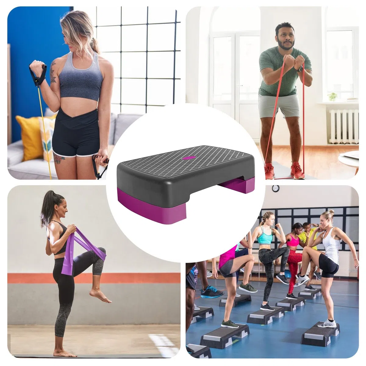 Plataforma Step - Step Fitness Antideslizante Con Altura Regulable - Tabla De Ejercicio Con Base Antideslizante En Casa Gimnasio Oficina Carga Ideal Piernas Y Glúteos