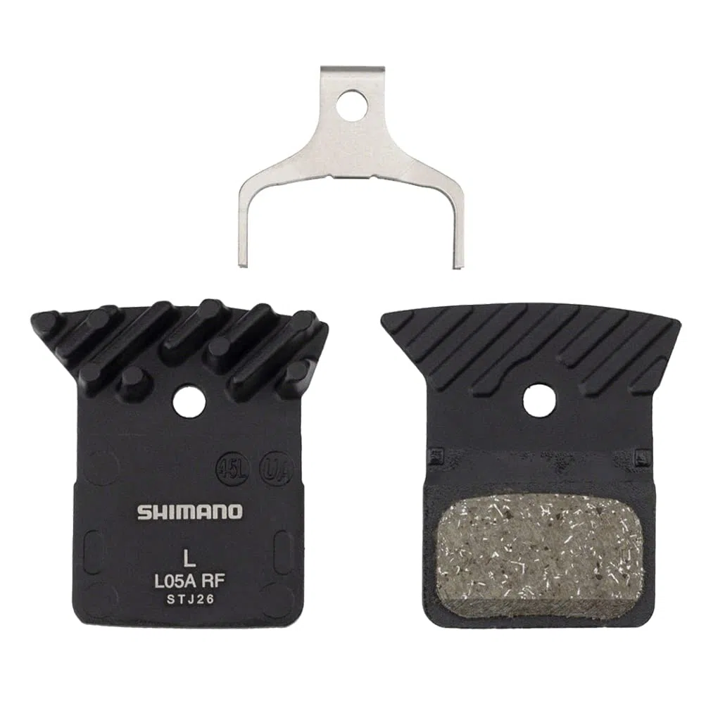 SHIMANO L05A-RF - Pastilla de freno de disco y resorte - Compuesto de resina, placa trasera de aleación aletada