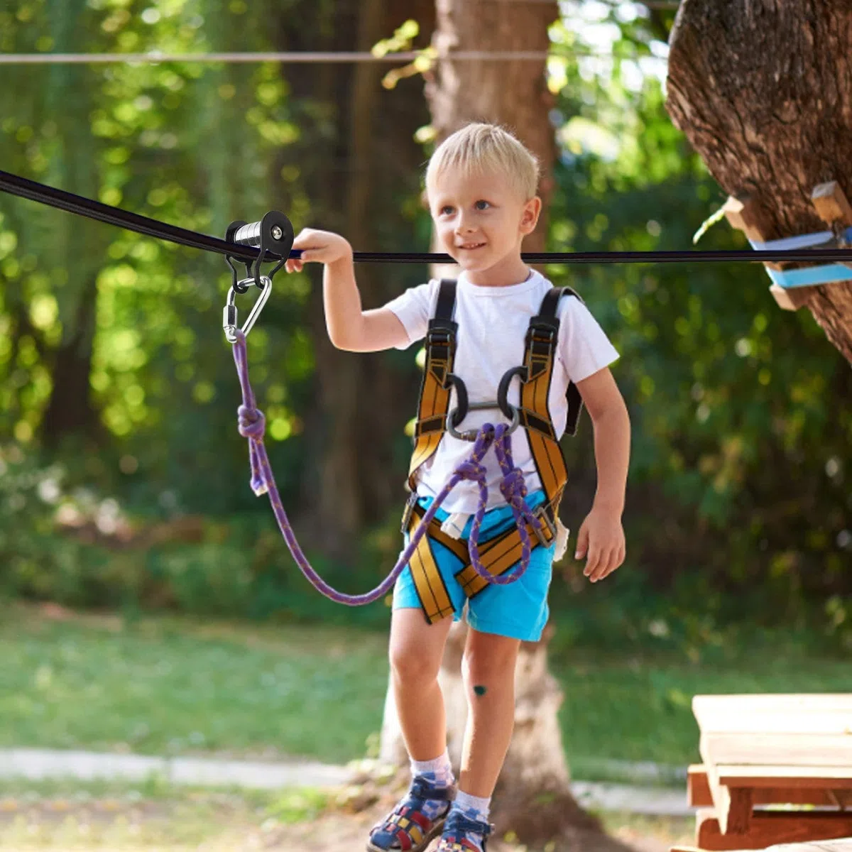 Slacklines - Polea de carga fuerte, polea de cuerda de tensión, polea de cuerda resistente a la intemperie con 5 rodillos, polea de aparejo multifuncional de hierro Slacklines Park Advanced User