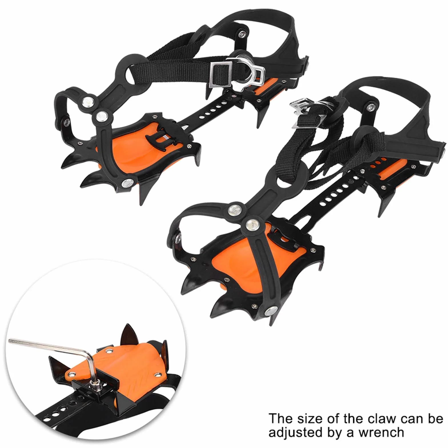 VGEBY Crampones de Hielo, Crampones de Nieve Deportes Al Aire Portátiles Pinza de Hielo Antideslizante de 10 Dientes