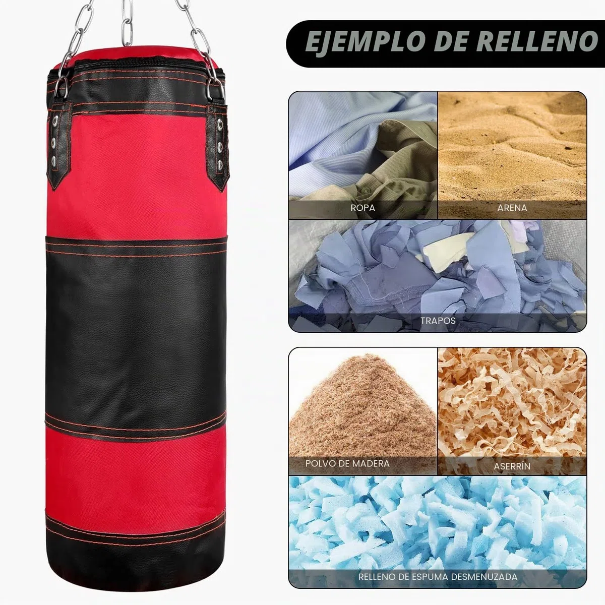 Odoland Saco de Boxeo Set 7-In-1 para Niños Sin Relleno, 2 pies/60 cm Saco de Boxeo Pesado con Guantes de Boxeo de 6 oz y Mangas Protectoras para Manos Cadenas para Colgar y Gancho