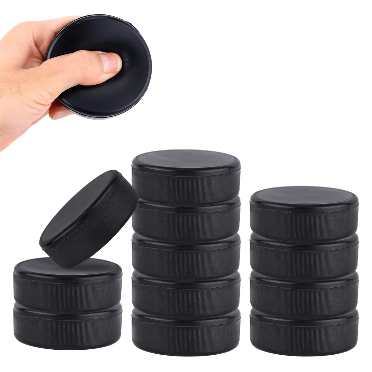 Gosknor 12uds Discos de Hockey, Diámetro 7,5cm/Grosor 2,5cm Ligeros Suaves Hockey Puck Sin Goma Accesorios de Hockey Hielo para Práctica y Entrenamiento Clásico en Interiores