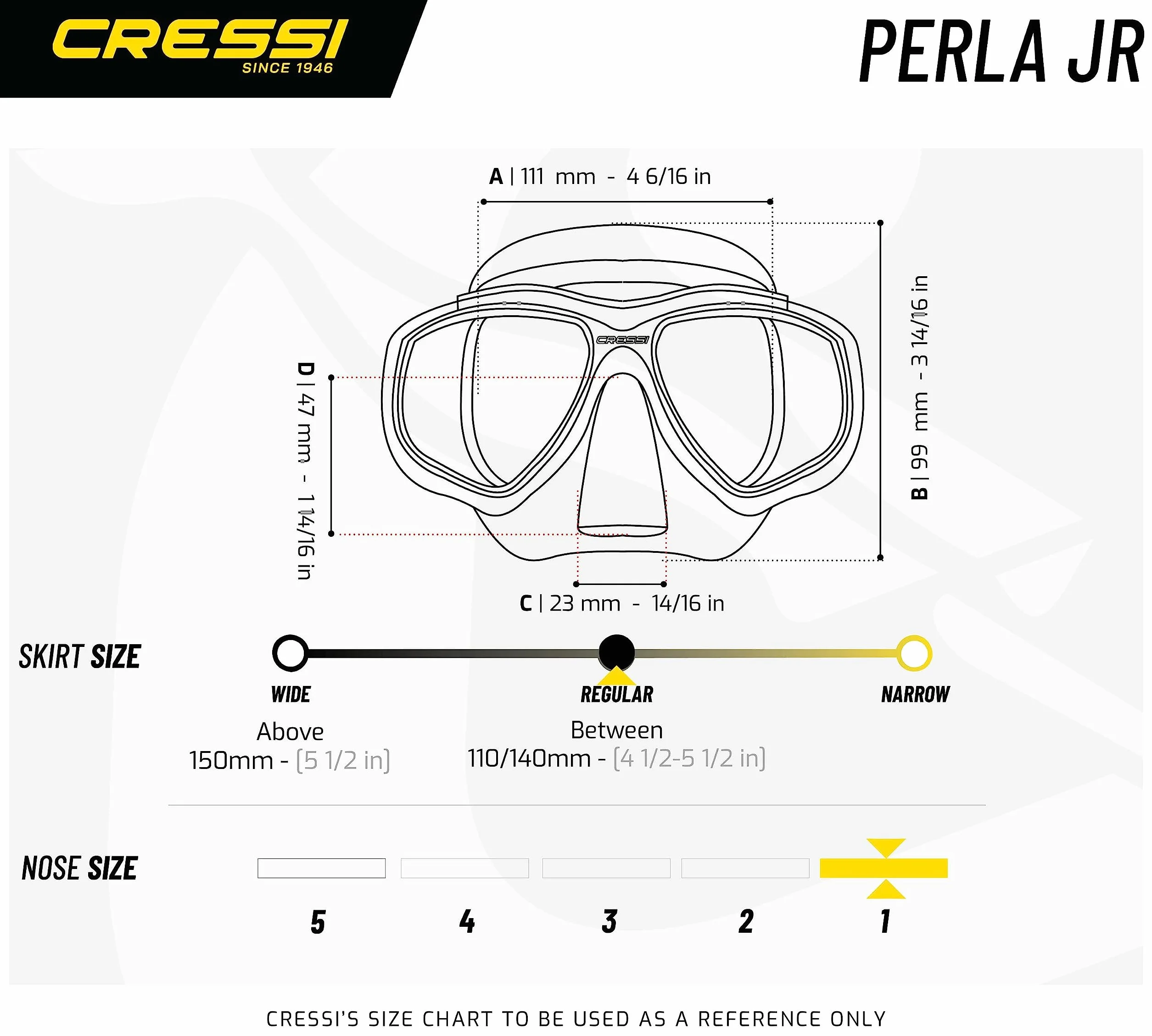 Cressi Perla Jr Snorkeling & Apnea - Máscara o Conjunto Máscara Perla Jr + Tubo Minigringo, Talla Única, Junior Unisex