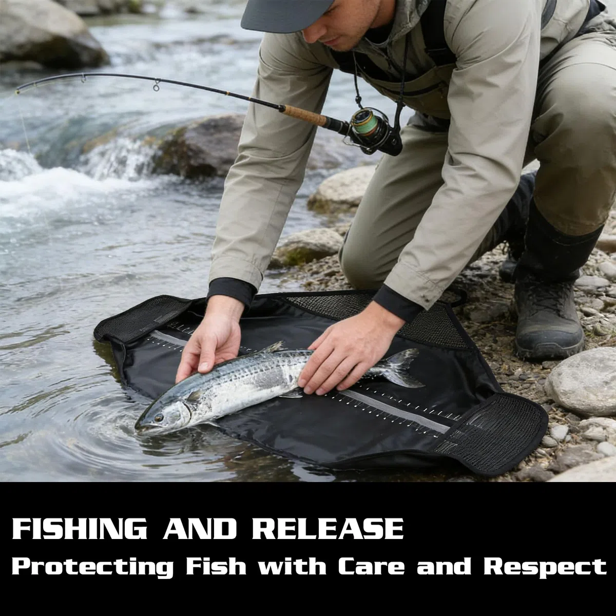 Bolsas de Pesca Plegables,Bolsas de Pesaje de Pesca,120x65cm,con Cinta Métrica de Pesca, Impermeables con PVC,Adecuadas para Lubinas,Carpas,Bagres